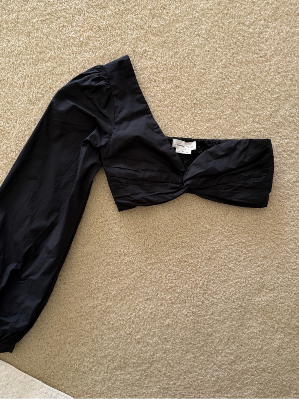 Lovers + Friends Black One-Shoulder Black Puff Sleeve Top Size XS